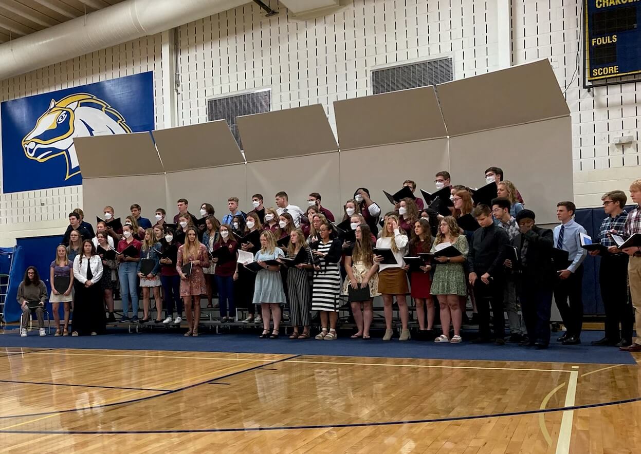 Combined choirs performing